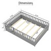 Floor Bed with High Fence and Door For Kids, Safe Montessori Design Bed with Guardrails,, Bed with Pine Wood Construction-Baofuwish - 4 of 4