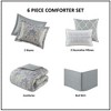 Sapphtopaz 6 Piece Comforter Set Elegant Cotton Sateen Pattern Print with Embroidered Details Reversible Oversized Cotton Quilt Set, Gray - 3 of 4