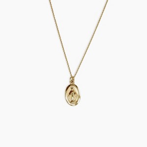 sanctuaire Dainty Oval Saint Medallion Necklace 14K Solid Gold - 1 of 3