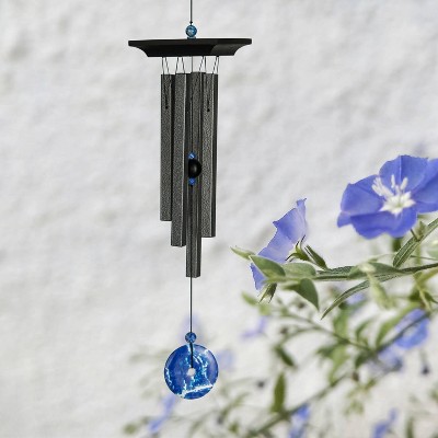 Blue Lapis Faux Stone Wind Chime with Black Metal Tubes
