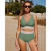 Women Embroidered Cuff Bikini Sets Highwaist Bathing Suits Wide Strap Twist Front V Neck Swimsuits 2 Piece Cutout Swimsuits - 4 of 4