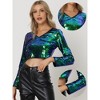 INSPIRE CHIC Women's Long Sleeve V Neck Sparkly Shiny Party Blouses - 2 of 4