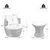 3-Piece Boho Outdoor Chat Set, Faux Wicker Club Chairs with Beige Cushions, Round End Table with Tempered Glass Top-The Pop Home - 3 of 4