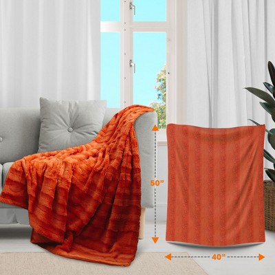 Rust Faux Fur Reversible Throw Blanket for Pets, 40x50