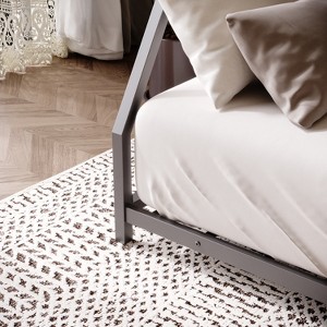 Gulches Twin Over Full Metal Bunk Bed - Removable Stairs, Left/Right Ladder, No Box Spring Needed, Black - 1 of 4