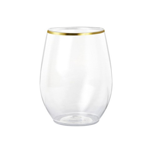 Smarty Had A Party 9 oz. Clear with Metallic Gold Rim Round Disposable Plastic Cups (240 Cups)