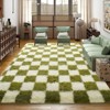 LOVEVOOK 5x7ft Checkered Area Rugs for Living Room, Bedroom, Soft Shaggy Green and White Rugs Kids Room, Non-Slip Fuzzy Carpet Indoor - 2 of 4