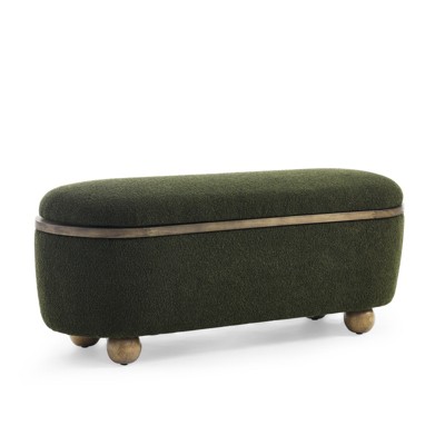 DSVIMOY Storage Ottoman Bench, Upholstered Ottoman Bench with Storage and Seating for Bedroom, Living Room, Dark Green, 43.31"*15.75"*17.52"