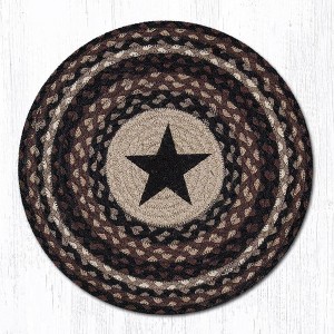 Earth Rugs Black Star Printed Round Placemat 15"x15" Handcrafted Jute Rustic Farmhouse Lodge Dining Table Accent Mat - 1 of 3