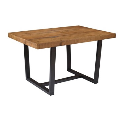 52" Modern Farmhouse Solid Wood Distressed Plank Top Dining Table - Saracina Home