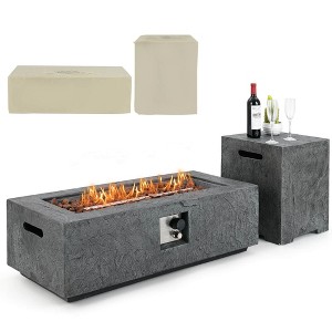 Costway 42.5" Magnesium Oxide Propane Gas Fire Pit with Hideaway Tank Holder Lava Rocks - 1 of 4