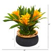 Nearly Natural 11-in Bromeliad Artificial Plant in Stoneware Planter, Yellow - 2 of 2