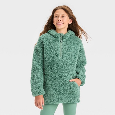 Girls' Fleece Full Zip Hooded Sweatshirt - All In Motion™ : Target