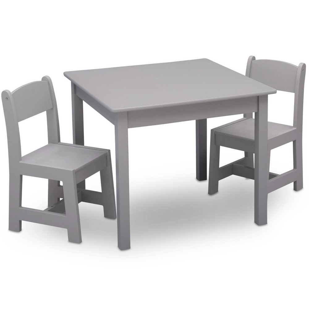 Delta Children MySize Kids' Wood Table and Chair Set (2 Chairs Included) - Gray 