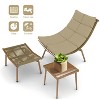 Nellie Wood-Color Alloy Frame Chaise Lounge with Ottoman, Patio Chair with Table and Cushions, 380lbs Capacity, Outdoor Furniture - Maison Boucle - 4 of 4