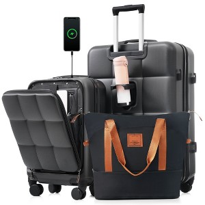 Whisen 3-Piece Luggage Set with 20" Front-Opening Carry-On, 28" Expandable Suitcase, and Expandable Travel Bag - 1 of 4