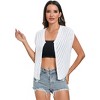 Clearlove Women's Short Cap Sleeve Openwork Knit Sweater Vest V Neck Sleeveless Button Up Tight Sweater Vest - 2 of 4