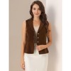 Allegra K Women's Velvet Sleeveless Button Down Lapel V Neck Suit Vests - 3 of 4