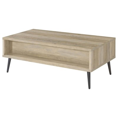 Mid-Century Modern Pine and Gray Wood Coffee Table with Storage