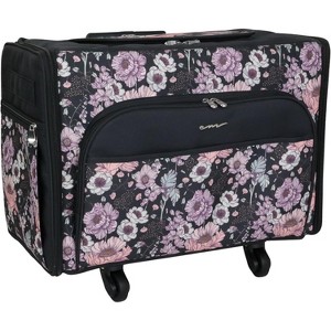 Everything Mary XL 4 Wheel Collapsible Rolling Sewing Machine Storage Case, Pink Floral - 1 of 4