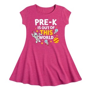 Girls' - Dr. Seuss - Pre-K Out Of This World Cat in the Hat Fit & Flair Cap Sleeve Dress - 1 of 4