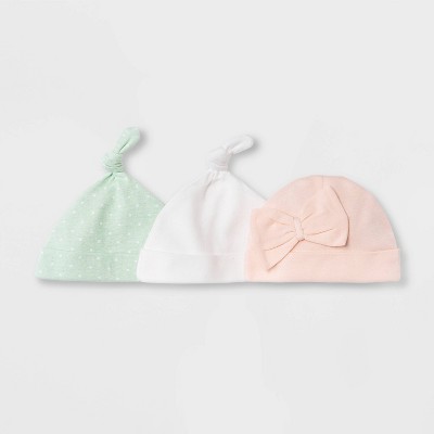 Baby Girls' 3pk Basic Hat - Cloud Island™ Pink Newborn