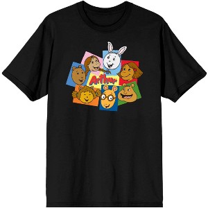 Arhtur Cartoon Character Group Men's Black Short Sleeve Graphic Tee - 1 of 3