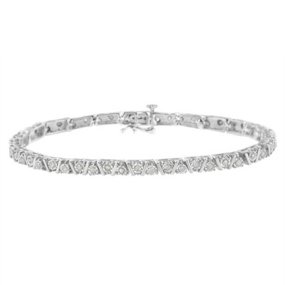 Haus of Brilliance Silver 1.0 cttw Miracle-Set Diamond Tennis Bracelet