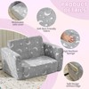 Angel Sar Glow-in-the-Dark Kids Foldable Sofa Bed, All-Sponge Single Chaise Lounge with Star & Moon Flannel, Light Grey 2-in-1 Sleeper - 4 of 4