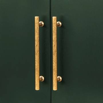 Mid-Century Green Veneer Bar Cabinet with Brass Accents