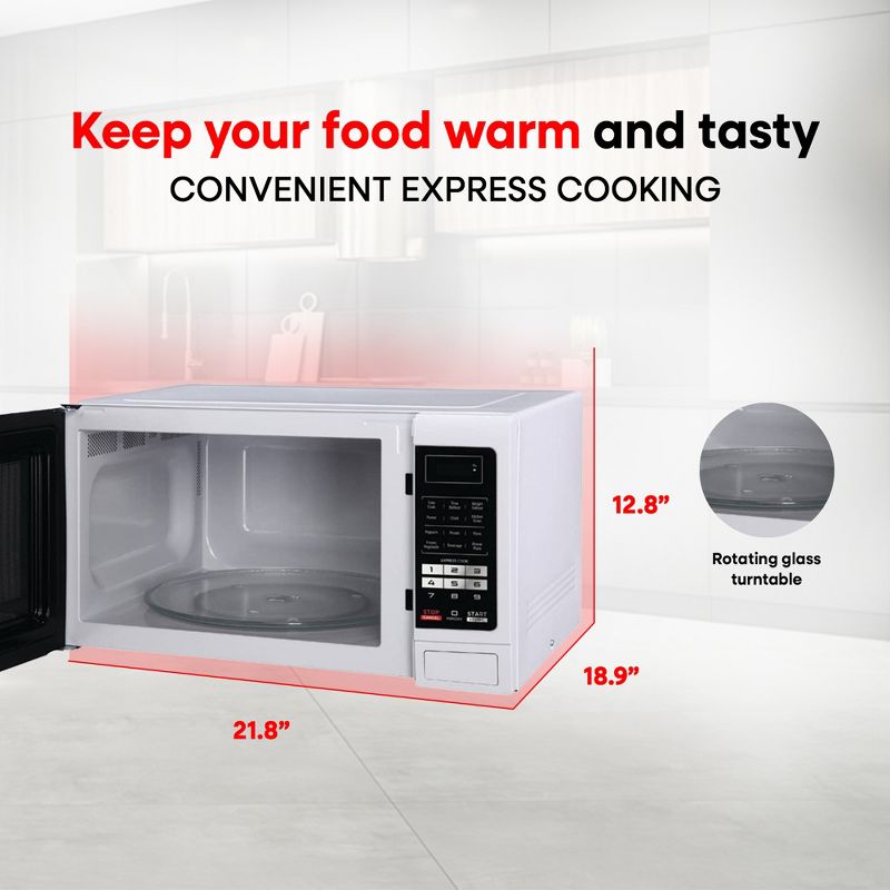 Magic Chef MCM1611W 1100 Watt 1.6 Cubic Feet Microwave with Digital Touch Controls and Display, White, 3 of 7
