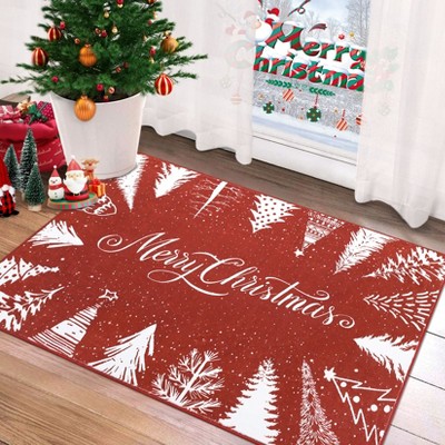 Christmas Bathroom Rug Washable Area Rug for Bedroom