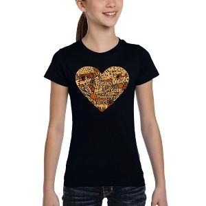 LA Pop Art Thanksgiving Heart - Girl's Word Art T-Shirt - 1 of 4