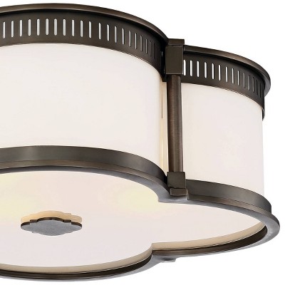 Harvard Court Bronze LED Flush Mount with Etched White Glass