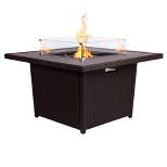 Kinger Home Propane Fire Pit Table 42-inch, 50,000 BTU CSA Certified, Rattan Wricker Aluminum Frame, Accessories Included, Brown