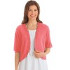 Collections Etc Open-Front Stitched Short Sleeve Shrug, Lightweight Layer Piece with Scalloped Trim - 3 of 3