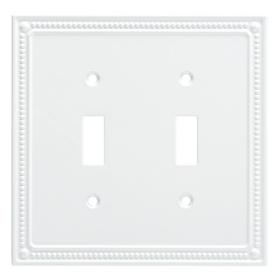 Franklin Brass Classic Beaded Double Switch Wall Plate White