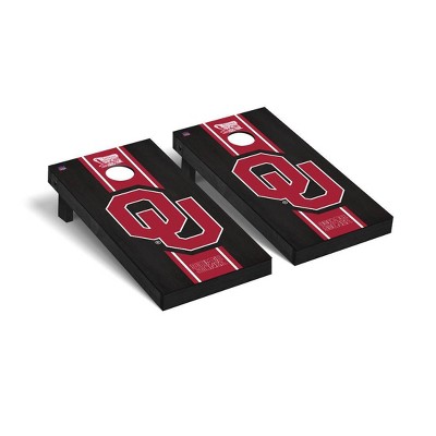 NCAA Oklahoma Sooners Premium Cornhole Board Onyx Stained Stripe Version