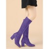 Allegra K Women's Side Zipper Padded Insole Chunky Heel Knee High Boots - 2 of 4