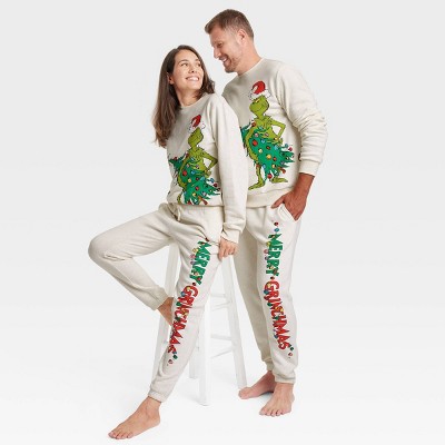 Image of Adult The Grinch Graphic Joggers - Oatmeal S