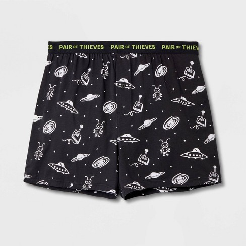 Pair Of Thieves Men's Super Soft Boxer Briefs - Black Space Print M : Target