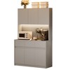 Pantry Cabinet with Charging Station, Kitchen Pantry Storage Cabinet with Microwave Stand, 3 Drawers and Adjust Shelves - 3 of 4