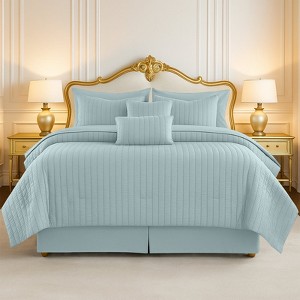 FIONECA Seer Sucker Texture Bed In a Bag Set All In One Bedding With Wrinkle Resistant Comforter - 1 of 4