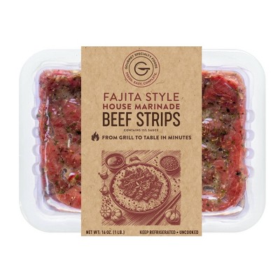 Gourmet Specialty Foods Fajita Style Beef Strips Marinated Boneless - 1lb
