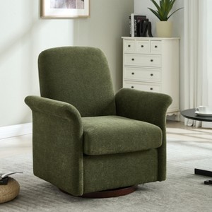 GDFStudio Sarah Modern 33.5" Rubber Wood and Fabric Upholstered Swivel Armchair - 1 of 4