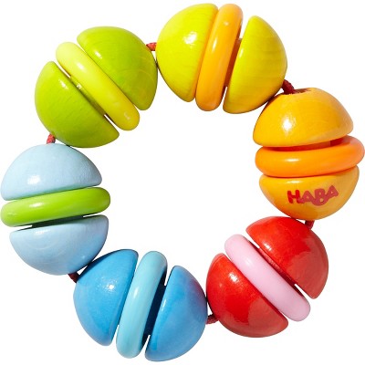 HABA Clatterit Wooden Clutching Toy with Plastic Rings (Made in Germany)