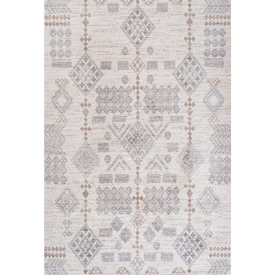 Bhalil 5' x 8' Gray and Beige Geometric Area Rug