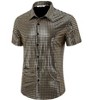 Mens Button Down Disco Shirt Metallic Sequins Shiny Short Sleeve Party Shirts Nightclub Costume Top - 2 of 4