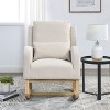 Beige 27.5 "W Modern Accent High Back Living Room Casual Armchair Rocker with One Lumbar Pillow, Two Side Pockets - 3 of 4