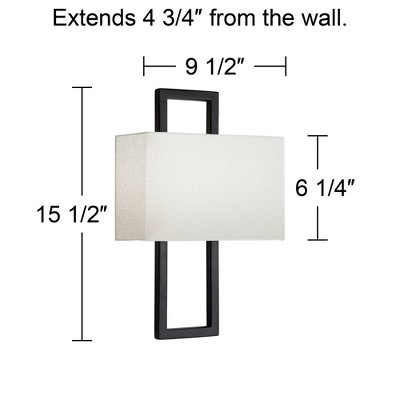 Black Rectangular Modern Wall Sconce with Faux Silk Shade